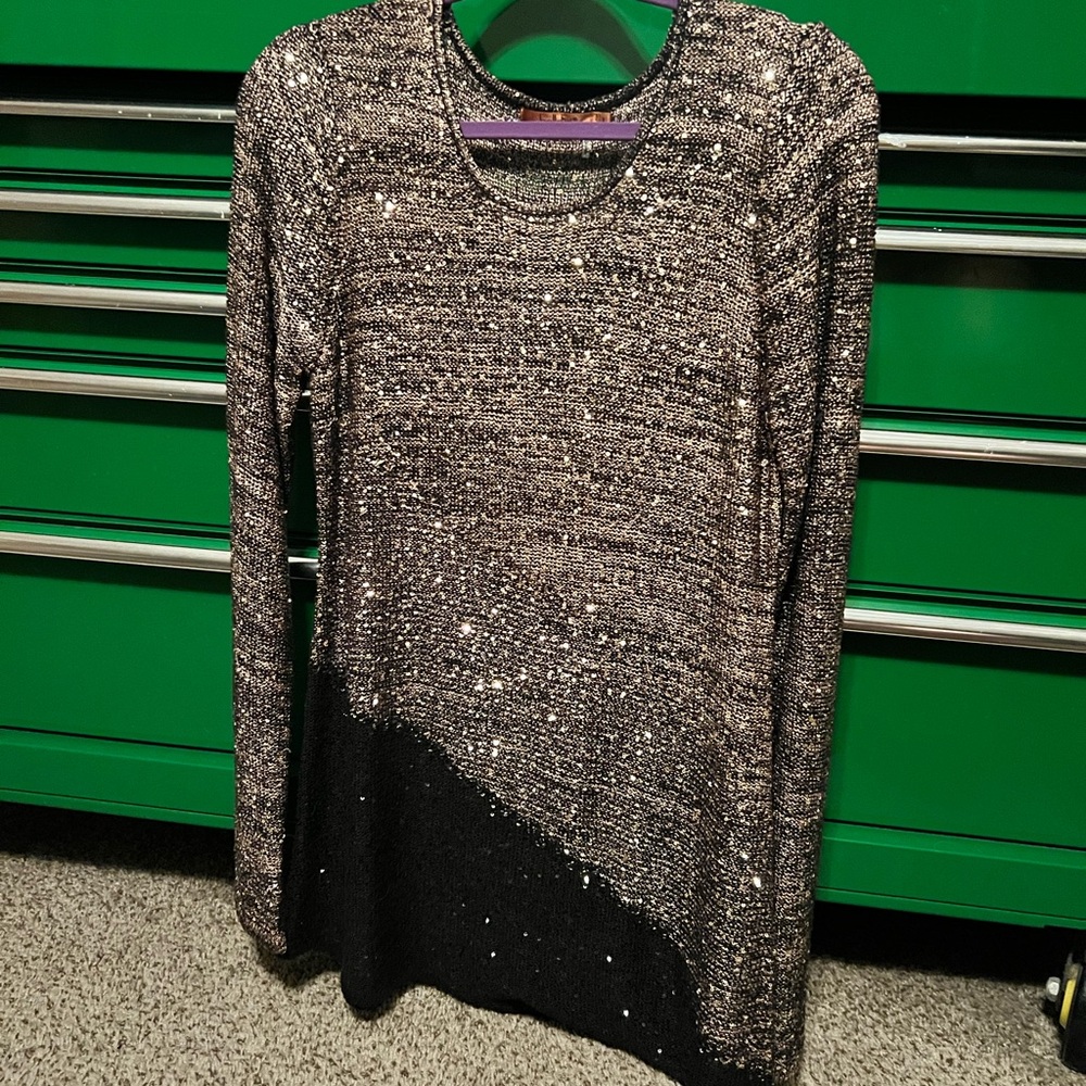 Gold and cream sequin sweater tunic